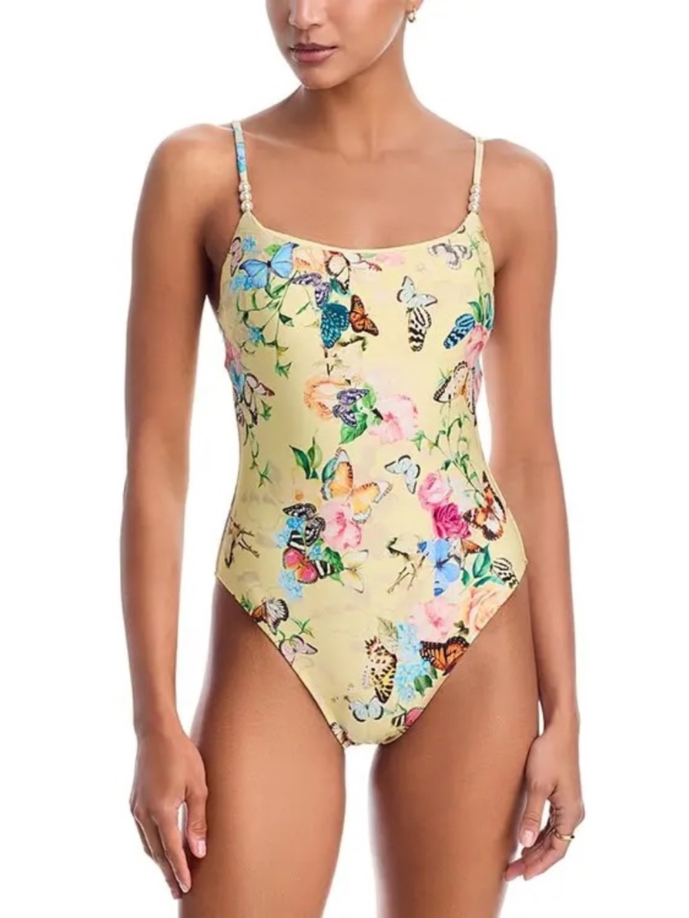 L'AGENCE  Remi Butterflies One Piece Swimsuit in Butter Yellow Size Medium